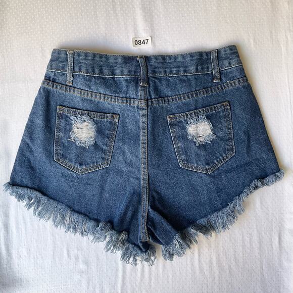 SHEIN Women’s Frayed Denim Short Shorts size 6 US, Blue - Picture 10 of 10